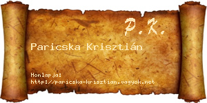 Paricska Krisztián névjegykártya